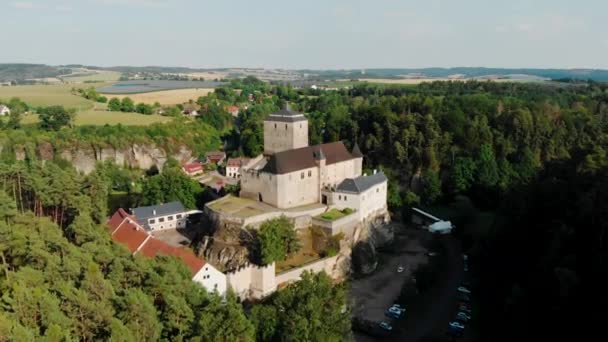 Drohnen Ansicht Der Festung Kost Die Mittelalterliche Burg Der Tschechischen — Stockvideo