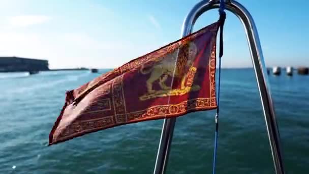 Bandiera Rossa Oro Veneziana Della Città Venezia Italia Bandiera Venezia — Video Stock