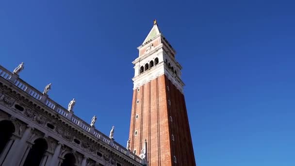 Колокольня Святого Марка Венеции Кампания Святого Марка Площади Сан Марко — стоковое видео