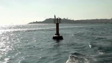 Boğaz 'da bir şamandıra. Türkiye 'nin kuzeybatısında yer alan ve Asya' yı Avrupa Türkiye 'den ayıran uluslararası öneme sahip bir boğaz ve su yolu. Suyun üzerinde bir sürü martı 