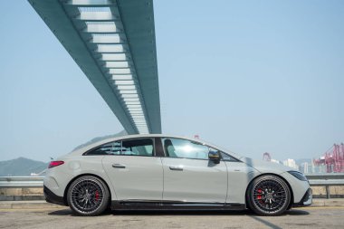 Hong Kong, Çin 15 Ocak 2023 Mercedes-AMG EQE 53 2023 Test Sürüşü Günü 15 Ocak 2023, Hong Kong.
