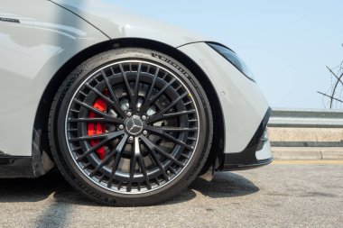 Hong Kong, Çin 15 Ocak 2023 Mercedes-AMG EQE 53 2023 Test Sürüşü Günü 15 Ocak 2023, Hong Kong.