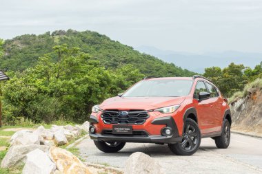 Hong Kong, Çin 10 Ocak 2023 Subaru Crosstrek SUV 2023 Test sürüşü 10 Ocak 2023, Hong Kong.