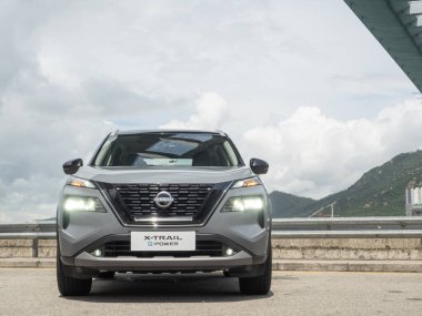 Hong Kong, Çin 1 Ağustos 2023 Nissan X-Trail e-Power SUV 2023 Test Sürüşü Günü 1 Ağustos 2023, Hong Kong.