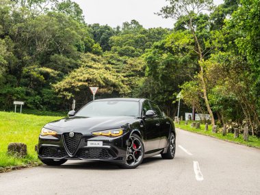 Hong Kong, Çin 9 Eylül 2023 Alfa Romeo Gulia GTS 2023 Test Sürüşü Günü. 9 Eylül 2023, Hong Kong.