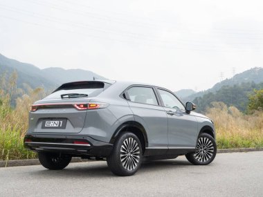 Hong Kong, Çin 6 Aralık 2023: Honda e: NY1 SUV 2023 Test Sürüşü Günü 6 Aralık 2023, Hong Kong.