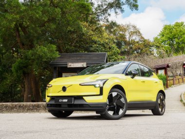 Hong Kong, Çin 21 Şubat 2024: Hong Kong 'da Volvo EX30 EV Test Günü 21 Şubat 2024 