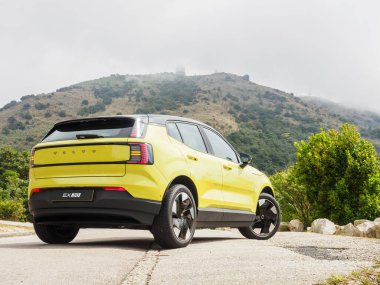Hong Kong, Çin 21 Şubat 2024: Hong Kong 'da Volvo EX30 EV Test Günü 21 Şubat 2024 