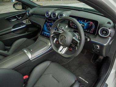 Hong Kong, China April 22, 2024 : Mercedes-AMG C63 S 2024 Interior in Hong Kong April 22,2024 in Hong Kong clipart