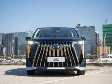 Hong Kong, Çin 2 Aralık 2024: GAC E9 PHEV Test Sürüşü Günü 2 Aralık 2024, Hong Kong.