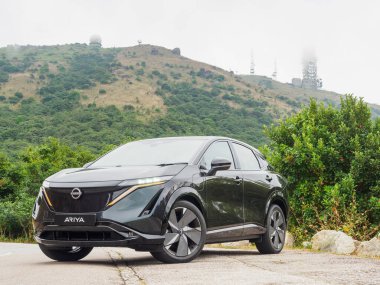 Hong Kong, Çin 29 Ekim 2024 Nissan ARIYA EV Test Sürüşü 29 Ekim 2024, Hong Kong.