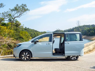 Hong Kong, Çin 12 Şubat 2025: Honda Freed e: HEV MPV Hybrid Test Günü 12 Şubat 2025, Hong Kong.