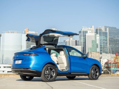 Hong Kong, Çin 21 Ocak 2025: Hyptec HT EV test sürüşü 21 Ocak 2025, Hong Kong.