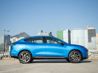 Hong Kong, Çin 21 Ocak 2025: Hyptec HT EV test sürüşü 21 Ocak 2025, Hong Kong.