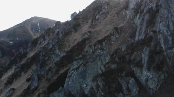 Aerial Footage Mountain Rocks Climbing — Stock Video