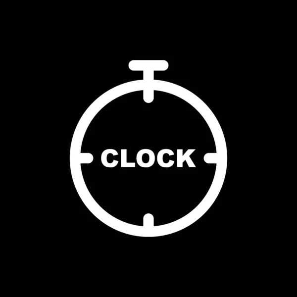 Eps10ホワイトベクトル時計やストップウォッチ抽象アートアイコンは黒の背景に隔離されています あなたのウェブサイトのデザイン モバイルアプリのためのシンプルなフラットトレンディーな現代的なスタイルで目覚まし時計シンボル — ストックベクタ