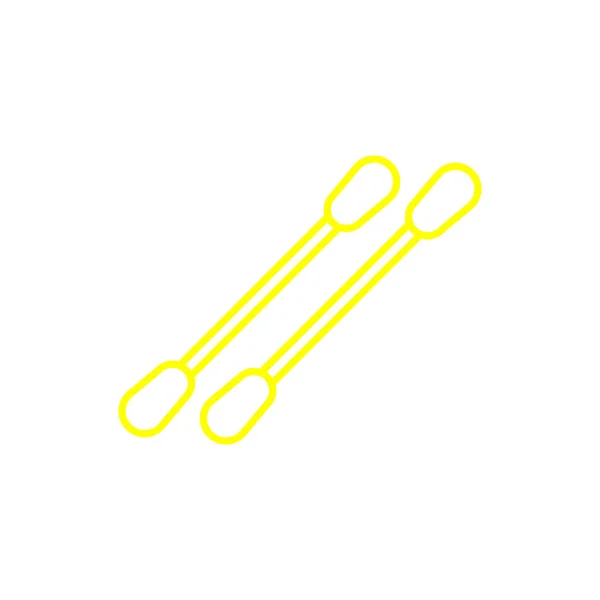 Eps10 Žluté Vektorové Bavlněné Tampony Linie Ikona Umění Izolované Bílém — Stockový vektor