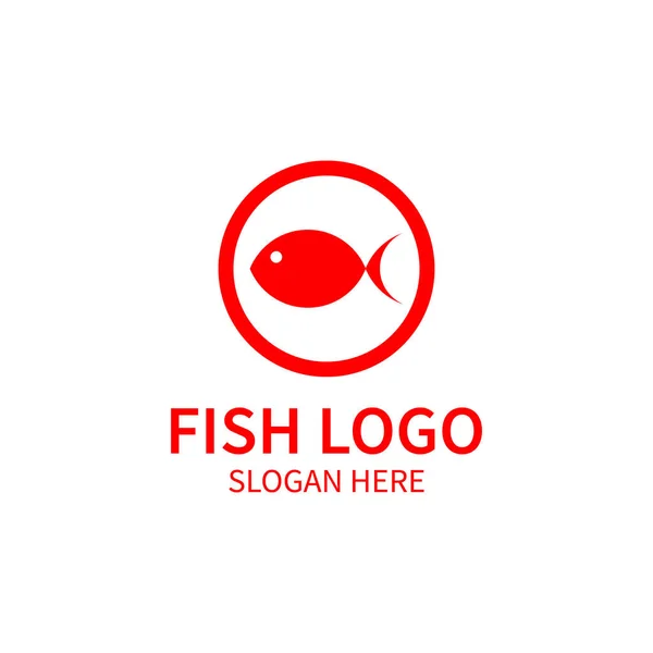 Eps10 Rojo Vector Pescado Redondo Logotipo Icono Aislado Sobre Fondo — Vector de stock