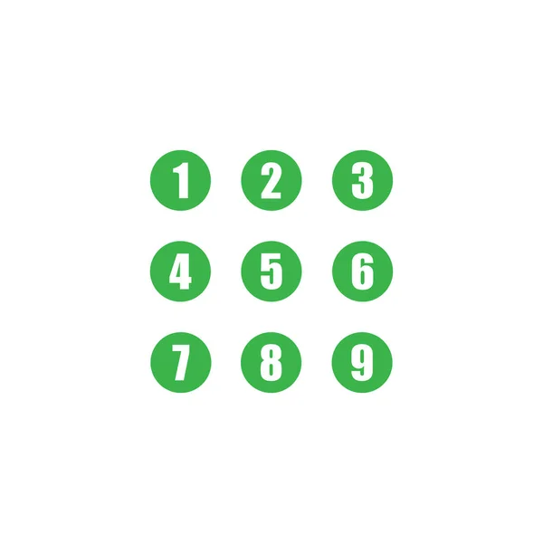 Eps10 Green Vector Set Numbers Icon Isolated White Background Circle — Stock Vector
