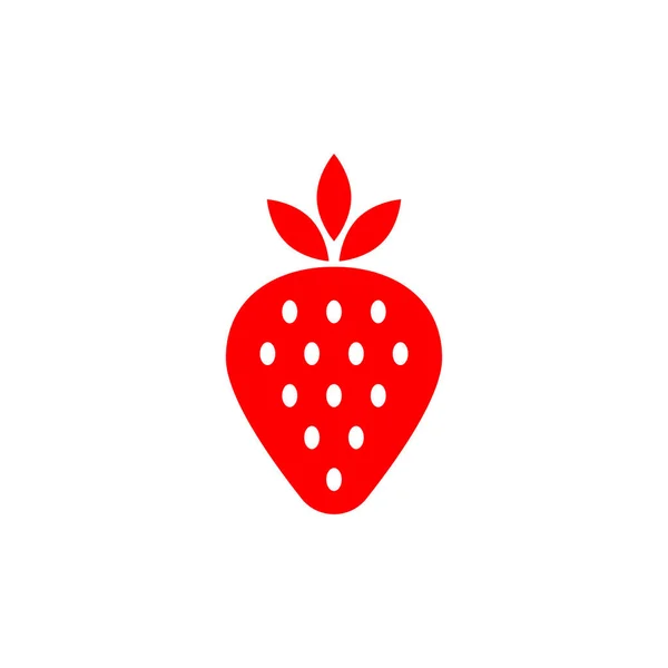 Eps10 Červený Vektor Zahradní Jahodové Ovoce Pevné Umění Ikona Izolované — Stockový vektor