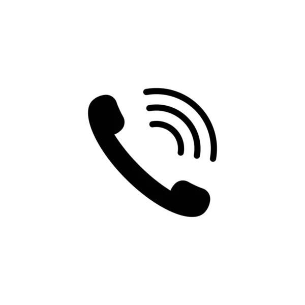 Eps10黒ベクトル電話か電話の抽象アイコンが白い背景に隔離されています あなたのウェブサイトのデザイン モバイルアプリのためのシンプルなフラットトレンディーな現代的なスタイルでお問い合わせやホットラインのシンボル — ストックベクタ