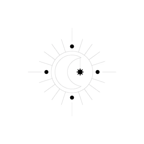 Eps10 Чорний Векторний Місяць Піктограмою Мистецтва Абстрактної Лінії Сонця Ізольовано — стоковий вектор