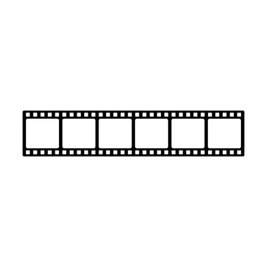 Eps10 siyah vektör şerit rulo 35 mm boş çerçeve simgesi beyaz arkaplan izole. Resim fotoğrafçılığı sembolünü web sitesi tasarımınız ve logonuz için basit bir düz modayı modern tarzda çerçeveletin.