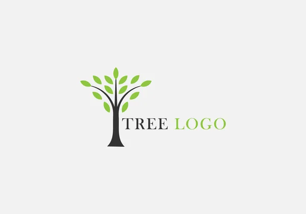 Eps10 Vector Tree Logo Template Green Leaves Isolated Grey Background — ストックベクタ