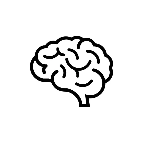 Чорний Людський Мозок Медична Лінія Мистецтва Векторні Ілюстрації Ізольовані Білому Векторна Графіка