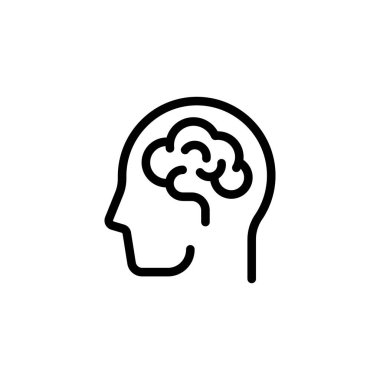 Beyaz arkaplanda izole edilmiş siyah insan beyin simgesi.