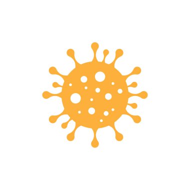 turuncu Coronavirus Bakteri Hücre Simgesi vektörü, 2019-nCoV, Covid-2019, Covid-19 Roman Coronavirus Bakterisi. Beyaz arkaplanda enfeksiyon yok ve Coronavirus Kavramlarını Durdur sembolü izole edildi