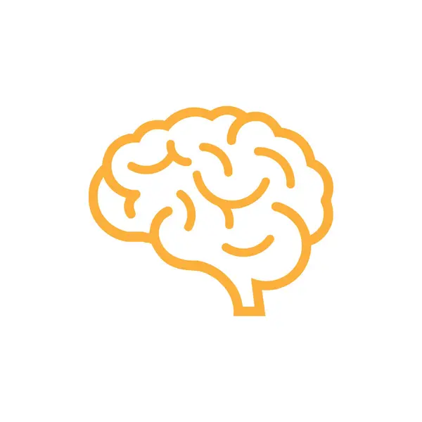 Помаранчевий Людський Мозок Медична Лінія Мистецтво Векторні Ілюстрації Ізольовані Білому Стоковий вектор