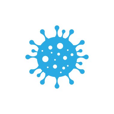 Mavi Coronavirus Bakteri Hücre Simgesi vektörü, 2019-nCoV, Covid-2019, Covid-19 Roman Coronavirus Bakterisi. Beyaz arkaplanda enfeksiyon yok ve Coronavirus Kavramlarını Durdur sembolü izole edildi