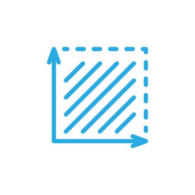 Mavi kare çizgi resim simgesi beyaz arkaplanda izole edildi. Koordinat eksenleri işareti. Koordinat sistemi düz matematik grafik simgesi. Arazi ölçümü. Boyut resim grafiğini yerleştir.