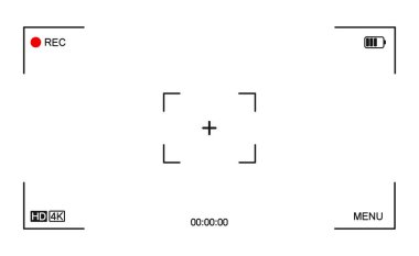 Video kaydedicinin kamera çerçevesi görüntüleyici ekranı, video ekran kaydı, tam hd biçimi, dijital ekran arayüzü.