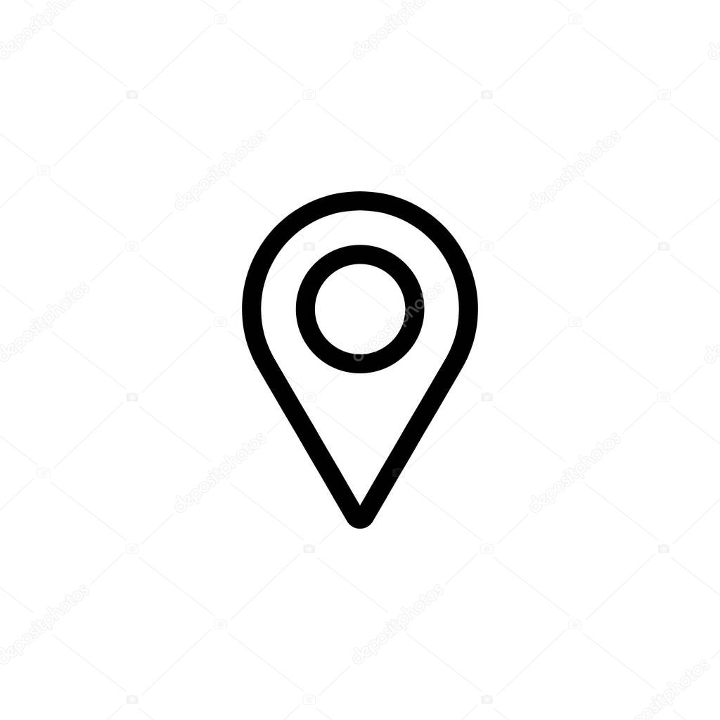 Location or map pin line art icon symbol isolated on white background. vector illustration