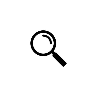 Büyütücü cam simgesi, arama simgesi vektörü illüstrasyonu, yakınlaştırma sembolü, yakınlaştırma işareti, beyaz arkaplanda izole edilmiş arama sembolü, web simgeleri düz vektör ilülasyonu için arama sembolü.