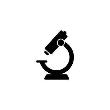 siyah basit mikroskop katı simge. Piktogram dolu. Beyaz arkaplanda izole edilmiş vektör illüstrasyonu. Birinci kalite sembol. Mobil uygulama ve web siteleri için eps10 Vektör işareti.