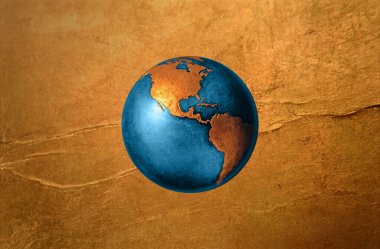 Altın dokuda metalik toprak küre.