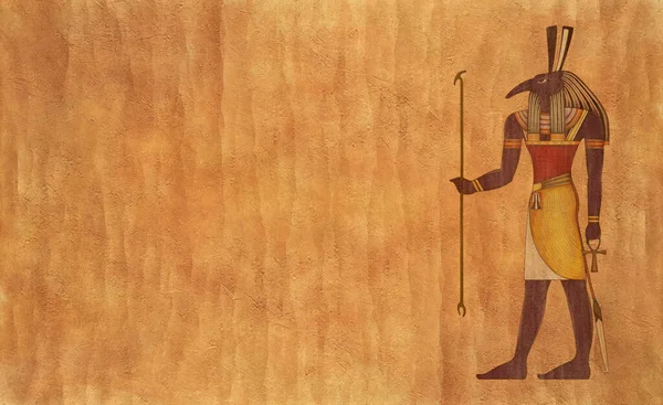 Illusztráció Egyiptomi Isten Figura Falon Mítosz Kairó Figurák Szobrok — Stock Fotó
