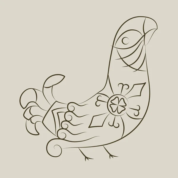 Artistic Tradional Bird Drawing Vector — Stock Vector