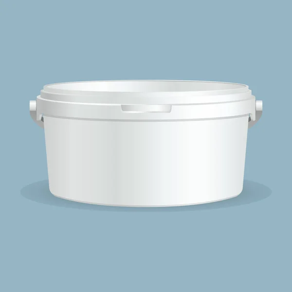 White Plastic Set Bucket White Lid Plastic Bucket Easy Change — Stock Vector