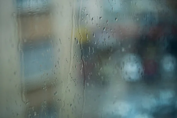stock image Rain drops on window , rainy day.