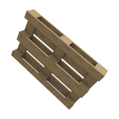 3 boyutlu görüntüleme. Beyaz arka planda izole edilmiş ahşap palet.