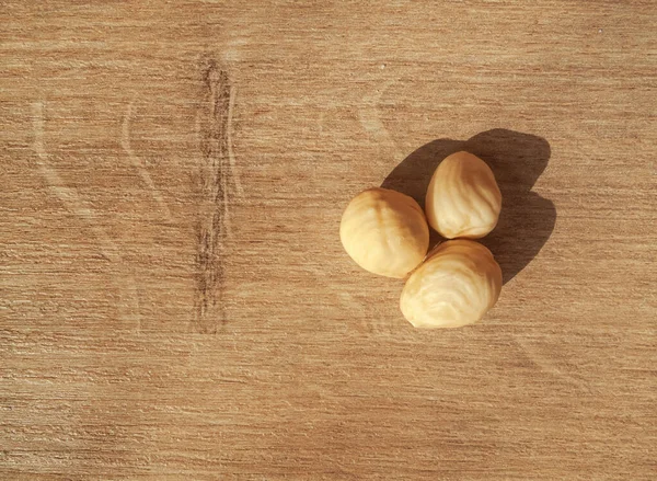 Haselnuss Von Oben Haselnüsse Auf Holzgrund Volle Schärfentiefe — Stockfoto