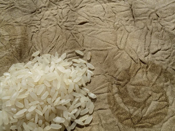 Рисовые Зерна Коричневой Ткани Местом Текста — стоковое фото