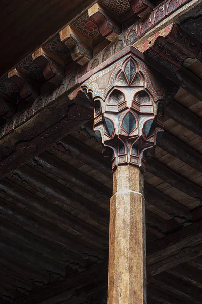 stock image Historical wood art from Esrefoglu mosque. unique architectural application.