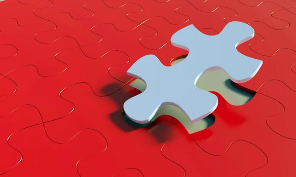 Piros Talajon Lévő Fém Puzzle Egyedülálló Ötlet Üzleti Élet Sikerkoncepciója — Stock Fotó