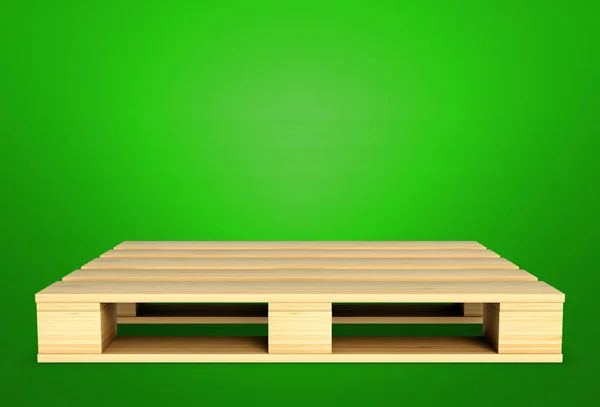 Holzpalette Auf Grünem Hintergrund Rendering Bild — Stockfoto