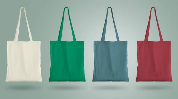 Shopping Bag Made Natural Fabric Four Different Colors — Stockfoto
